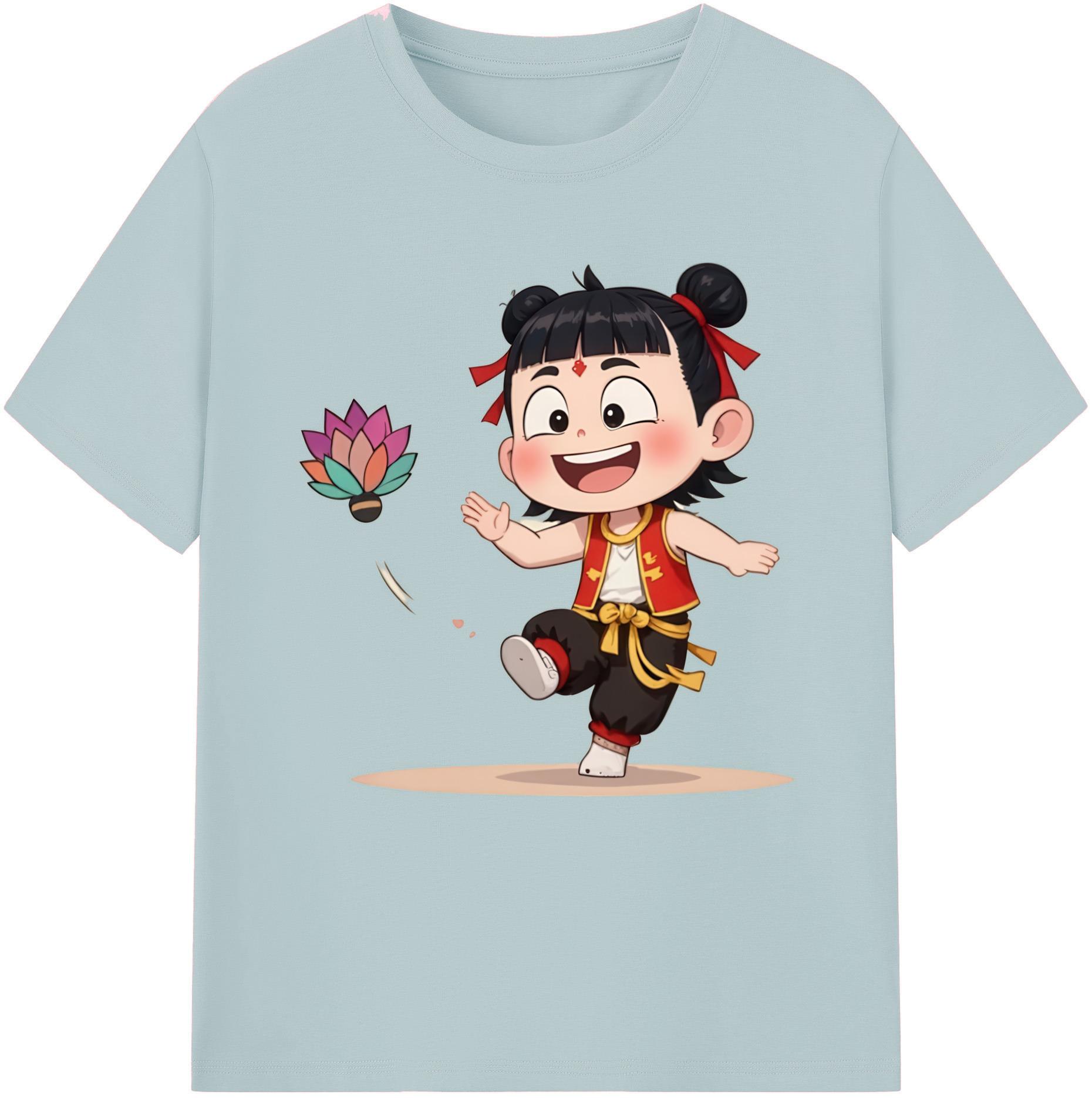 （画像用） Ne Zha 2 ナタ 魔童の大暴れ 綿100％半袖Tシャツ（フロントプリント）